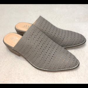 Grey slip on mules shoes